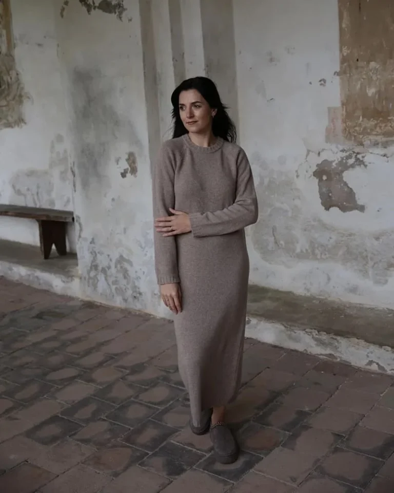 Langes Kleid aus Wolle und Kaschmir
