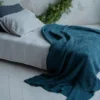 Leinen-Baumwoll Waffel Decke - Dunkelblau