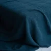 Leinen-Baumwoll Waffel Decke - Dunkelblau