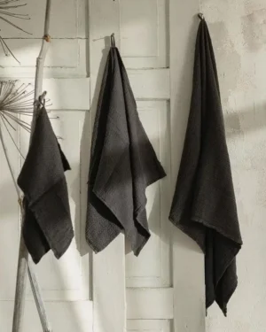 Leinen Waffelhandtücher 3er Set grau